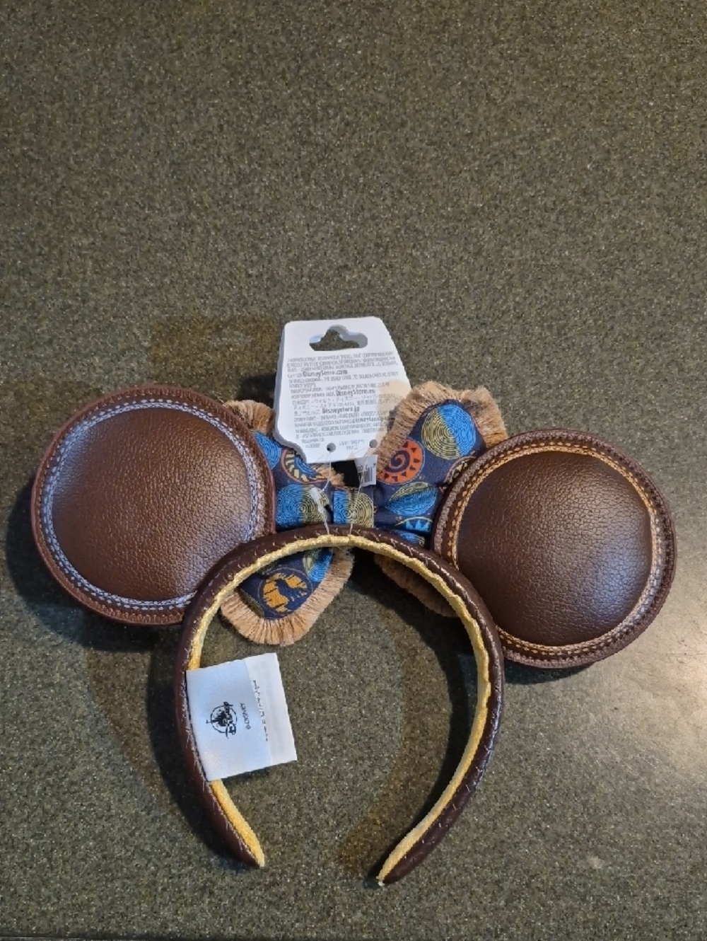 Disney Animal-Themed Leatherette Ears Headband w/ Fringed Bow - Brown & Blue NWT - Picture 2 of 5